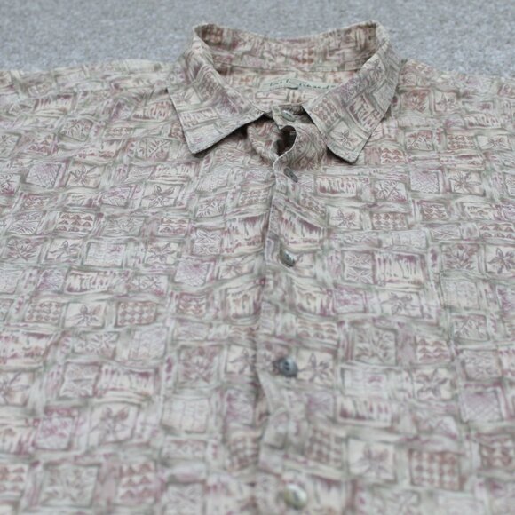 Tori Richard Shirt Adult 2XL XXL Beige Cotton Lawn Short Sleeve Button Up - Picture 4 of 11